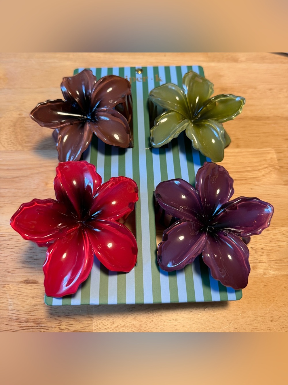 Glossy Plumeria Flower Hair Claw Clips Set of 4